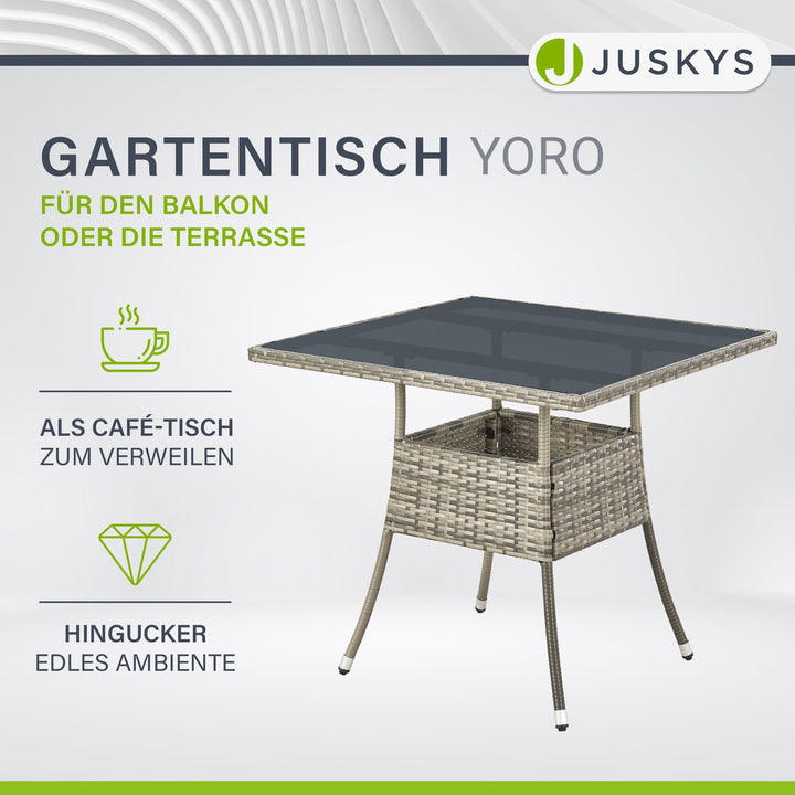 Eckiger Polyrattan Gartentisch Yoro