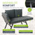 Polyrattan Multifunktionsbank Calvia Schwarz/Grau/Creme