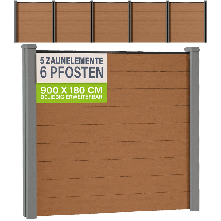 WPC Zaun aus Elementen & Pfosten