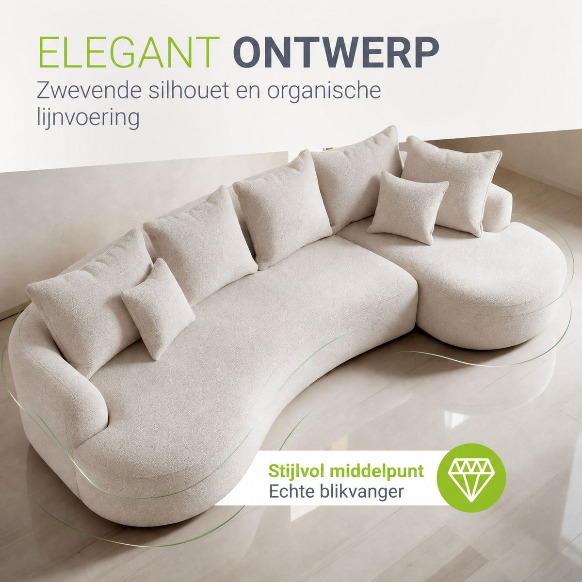 Sofa Tirano mit Ottomane & Dekokissen