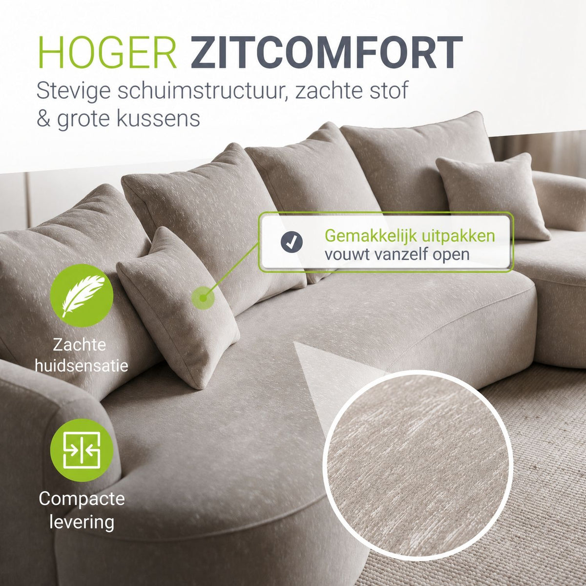 Sofa Tirano mit Ottomane & Dekokissen
