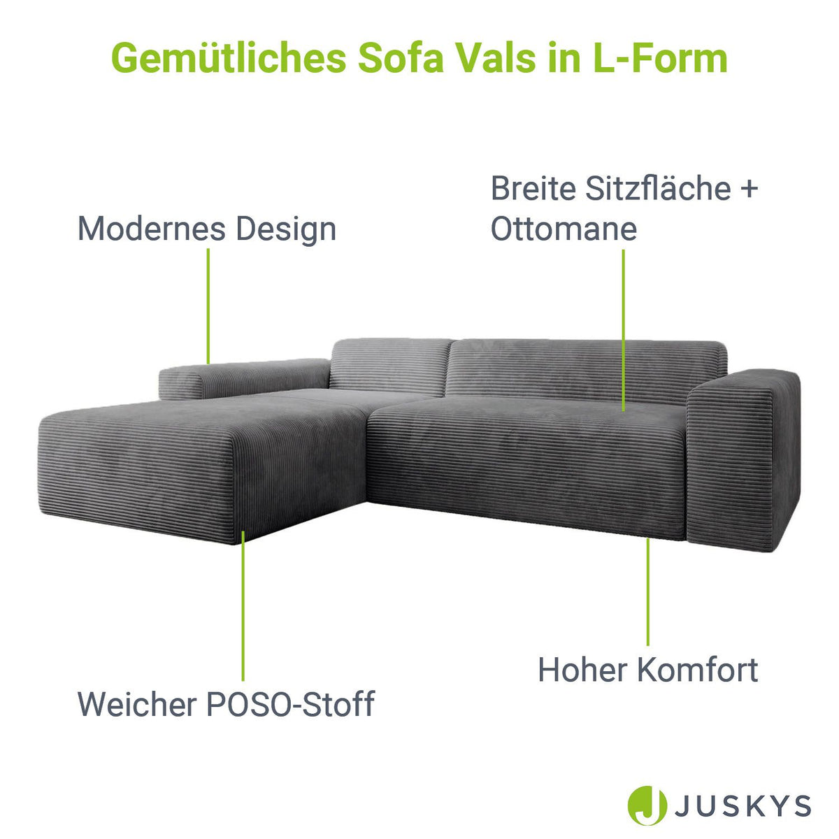 Sofa in L-Form Vals