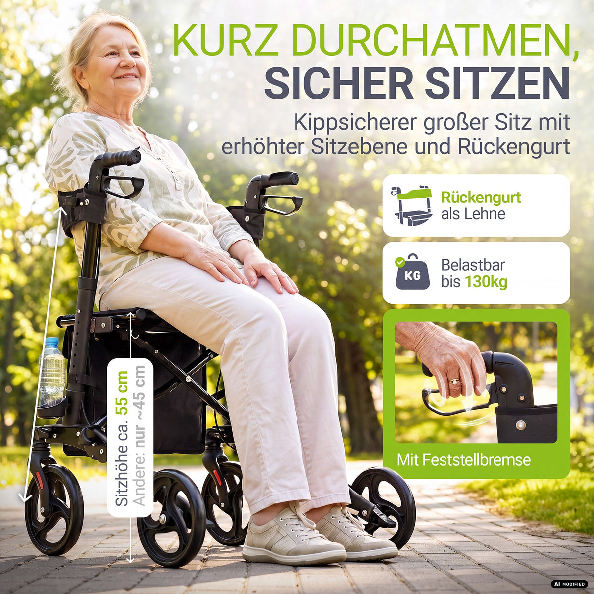 Aluminium Rollator Vital mit Sitz