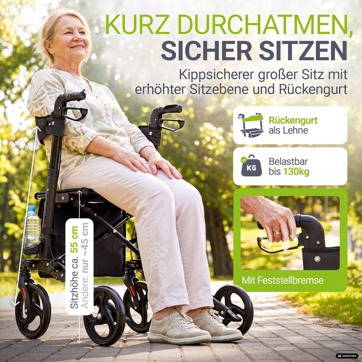 Aluminium Rollator Vital mit Sitz