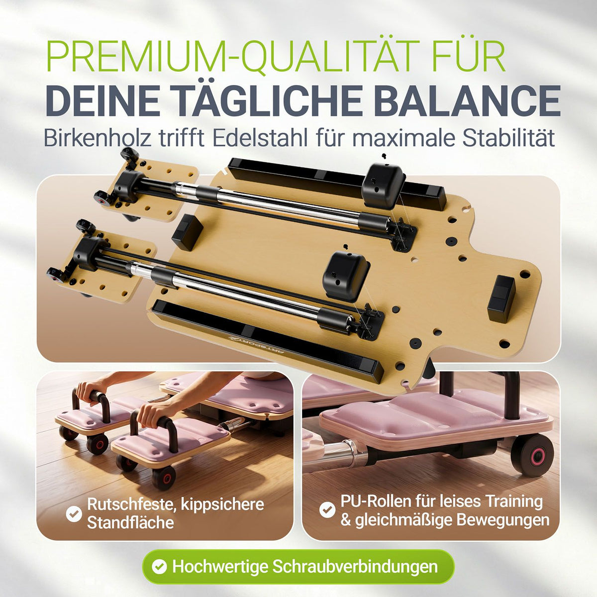 Pilates Reformer Board Movea für Zuhause