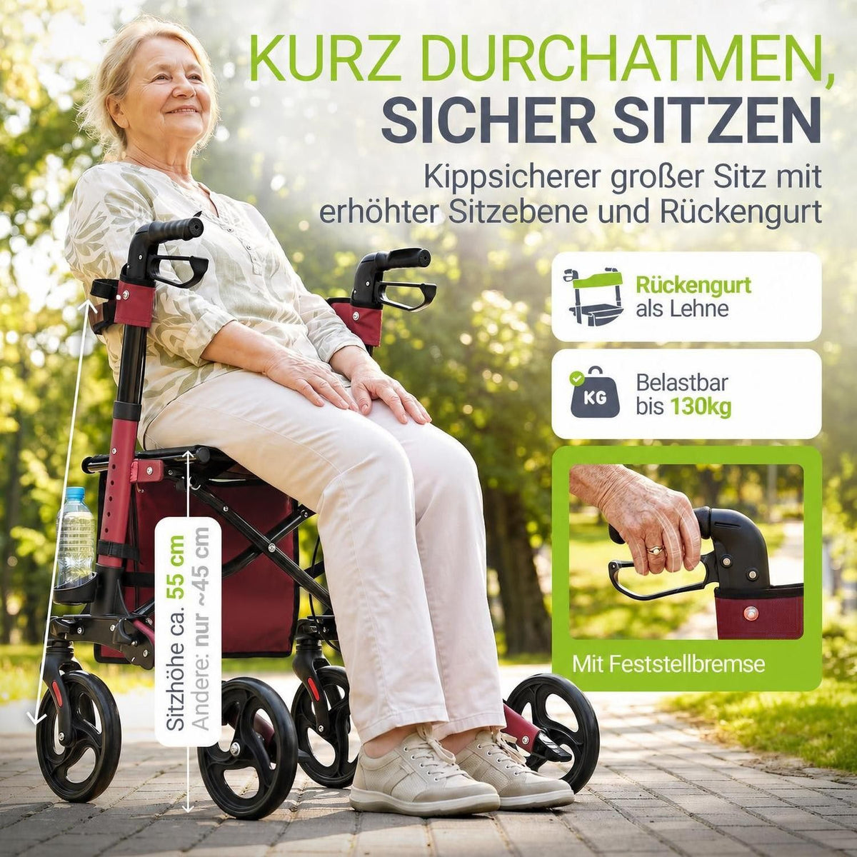 Aluminium Rollator Vital mit Sitz