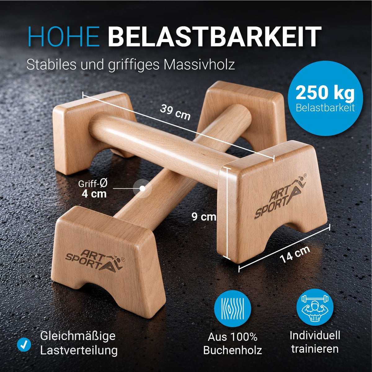 Liegestützgriffe aus Holz