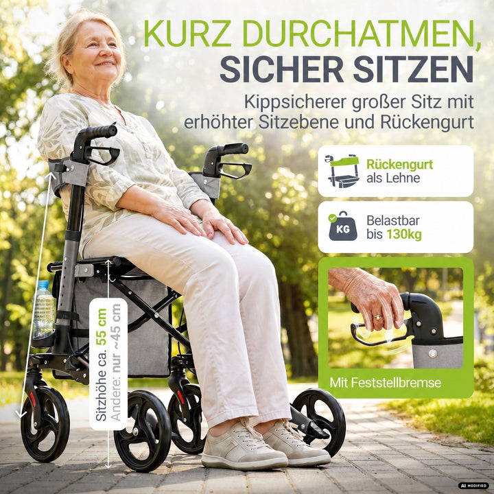 Aluminium Rollator Vital mit Sitz
