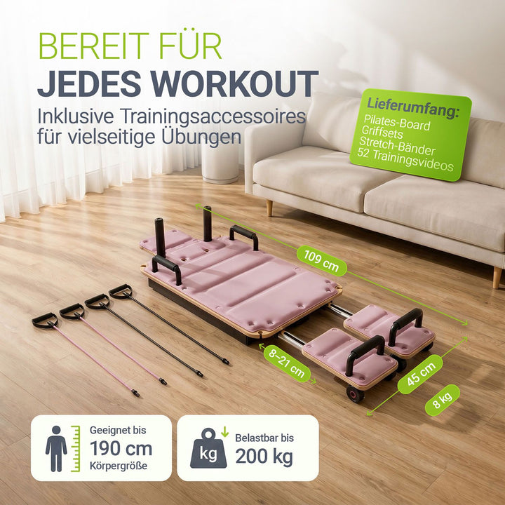 Pilates Reformer Board Movea für Zuhause