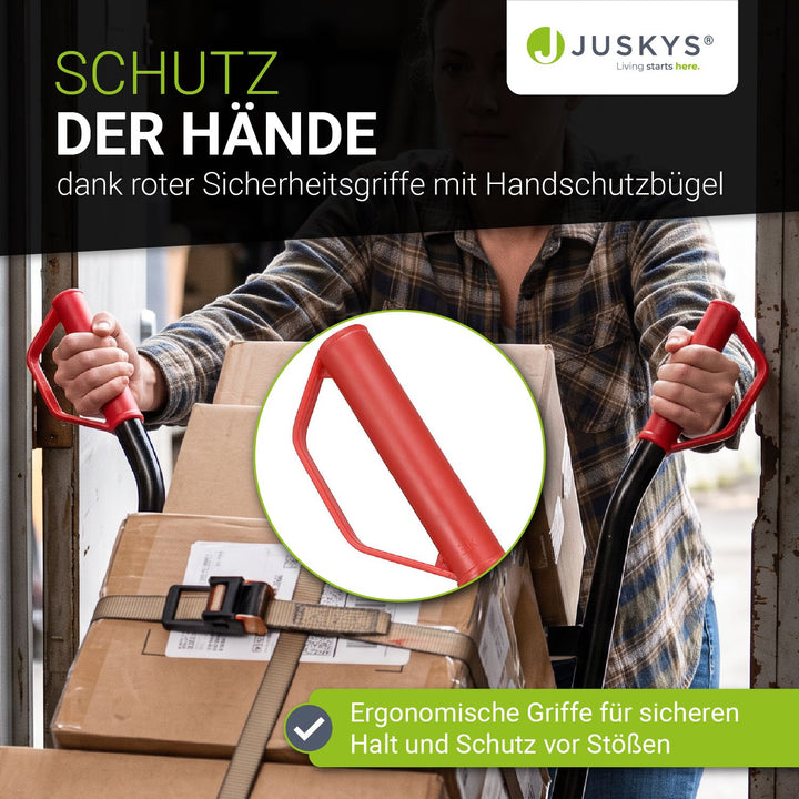 Sackkarre Basic in schwarz mit roten Griffen klappbar
